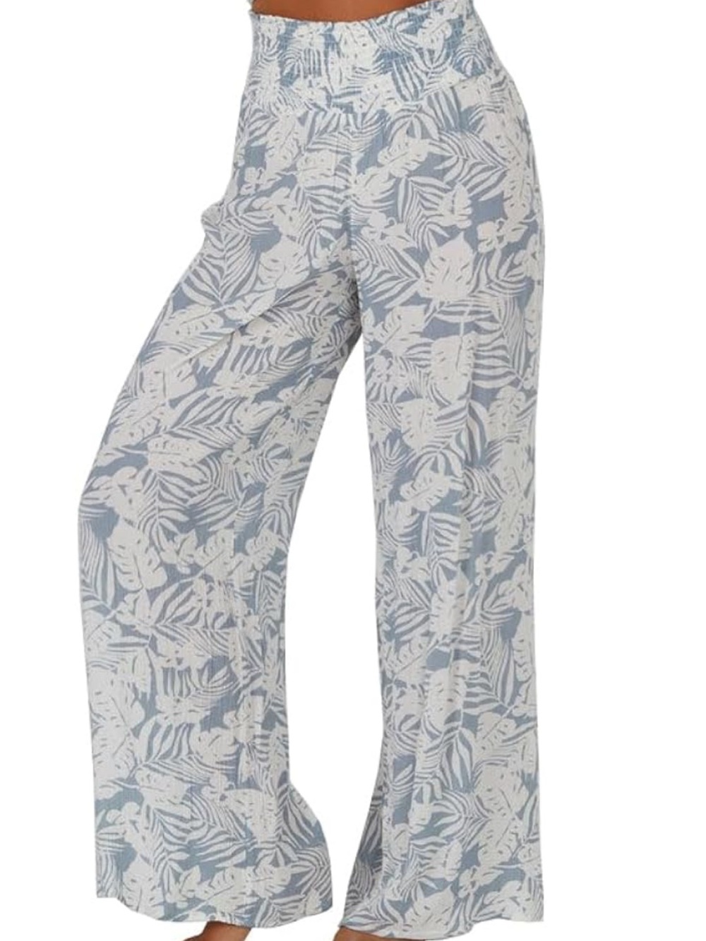 NWT Salty Crew Light Blue & White Tropical Print Gauze Wide Leg Small Pants